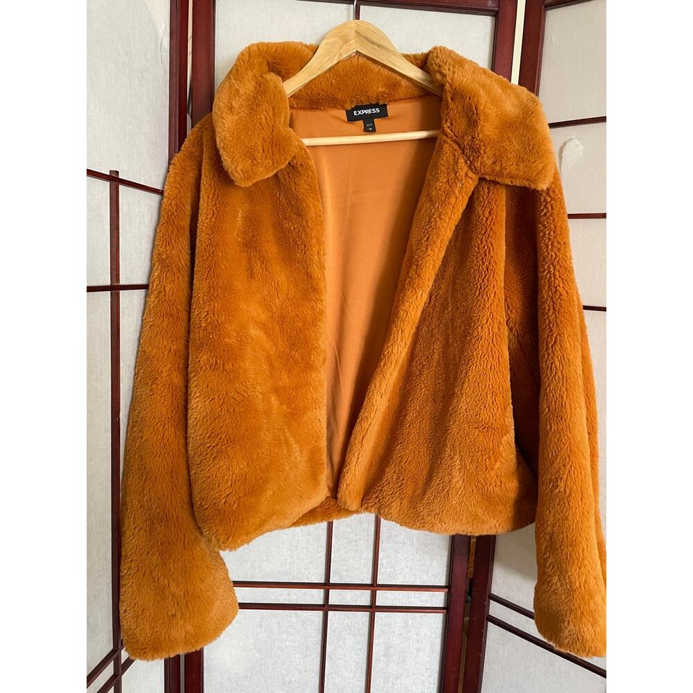 Express Tedy Coat Orange Size L